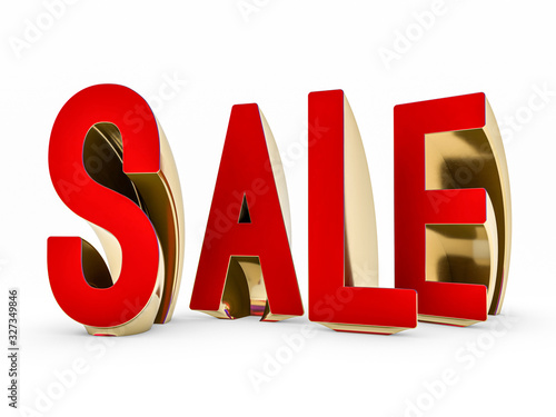 Seasonal sales background. Lettering of sale on white. 3D