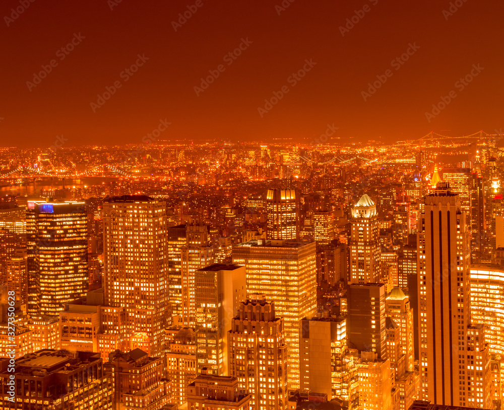 Obraz premium View of New York Manhattan during sunset hours