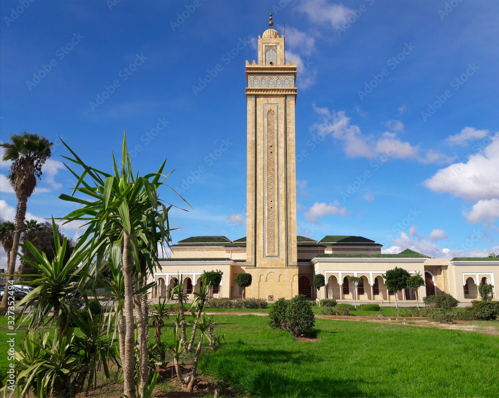 Mohammed Six mosque and its minaret in the city of Oujda in Morocco 