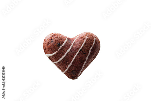 Heart shaped brownie cake isolated on whit background photo