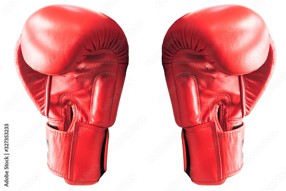 red boxing gloves on a white background. Two Boxing gloves.