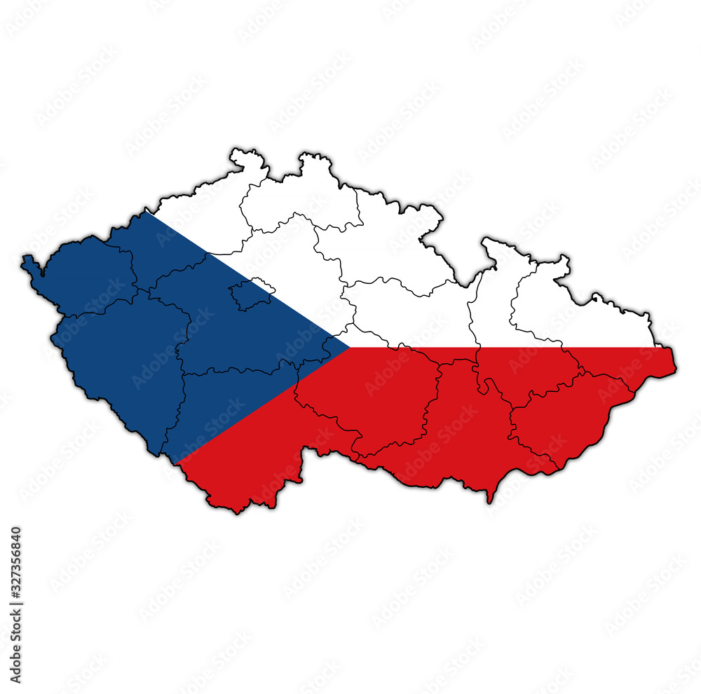 territories of regions on administration map of Czech Republic territories of regions on administration map of Czech Republic