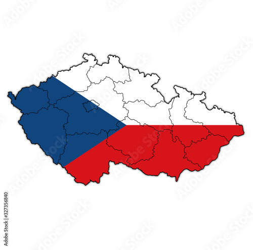territories of regions on administration map of Czech Republic