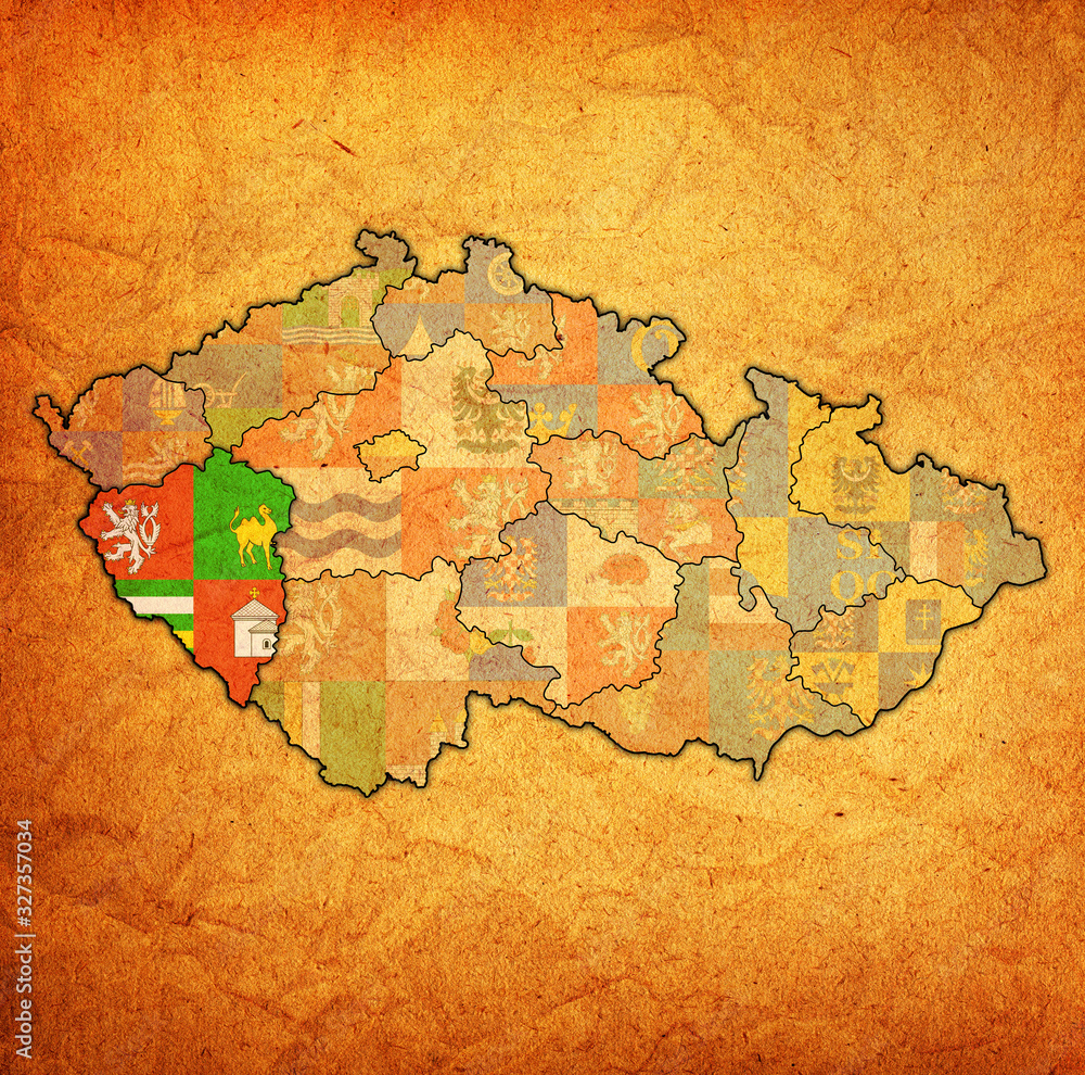 Naklejka premium plzen region on administration map of Czech Republic