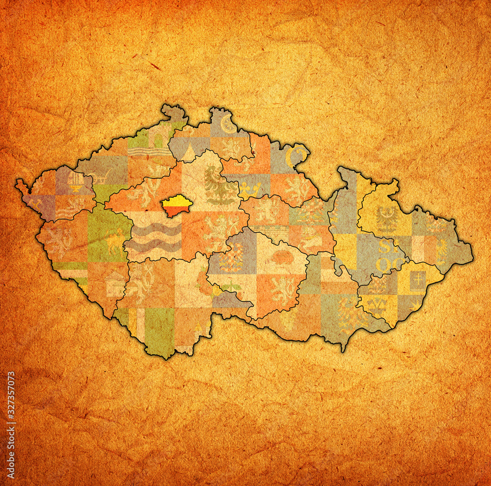 Naklejka premium Prague region on administration map of Czech Republic