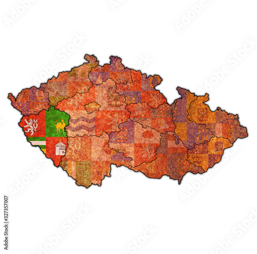 plzen region on administration map of Czech Republic