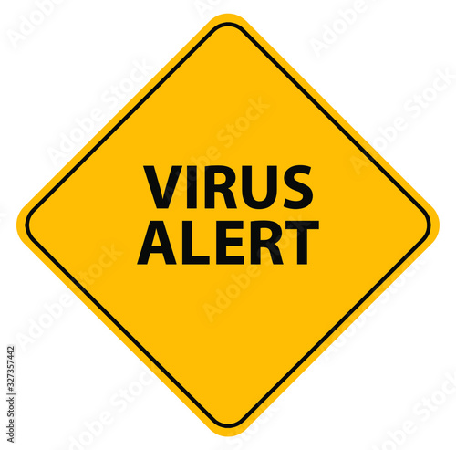 virus alert sign on white background