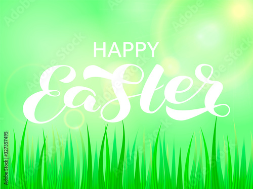 Happy Easter brush lettering. Vector stock illustration for banner or poster