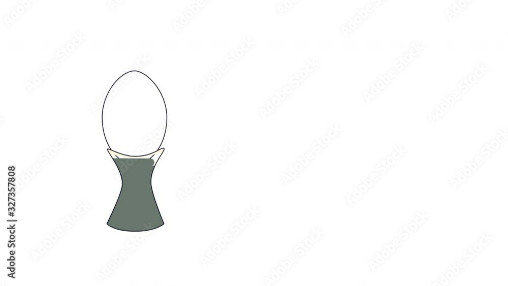 Self drawing sketch animation of egg in egg-cup. Copy space. White background. Self drawing sketch animation of egg in egg-cup. Copy space. White background.
