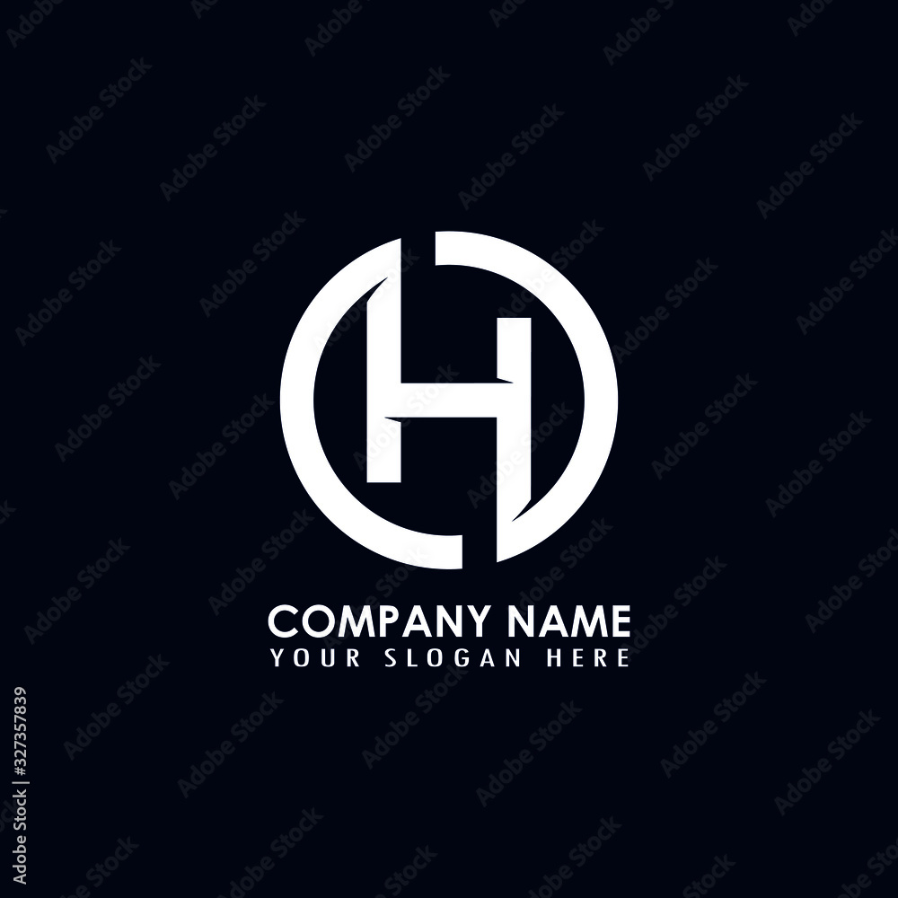 H Round minimal letter logo design H Round minimal letter logo design