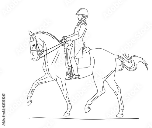 Dressage competitions, rider and horse to show passage.