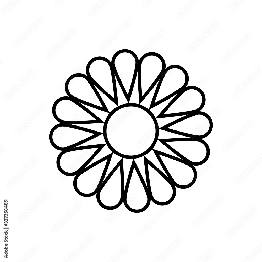 Chamomile black outline icon. Isolated daisies on white background. Abstract modern minimal simple floral design. Vector illustration are perfect for collage creation, design, logos, cards etc. Chamomile black outline icon. Isolated daisies on white background. Abstract modern minimal simple floral design. Vector illustration are perfect for collage creation, design, logos, cards etc.