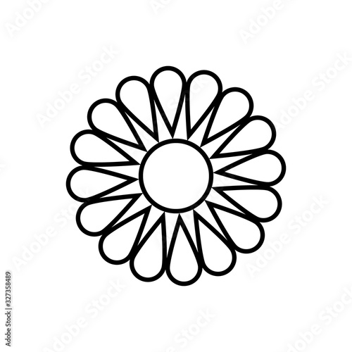 Chamomile black outline icon. Isolated daisies on white background. Abstract modern minimal simple floral design. Vector illustration are perfect for collage creation, design, logos, cards etc. © Viktoria_888