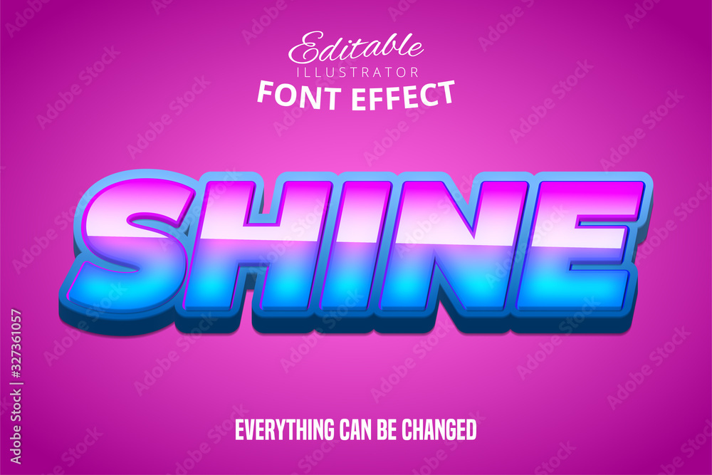 Shine text, editable font effect