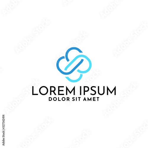 Initial letter BB logo template with rounded cross symbol in flat design monogram illustration