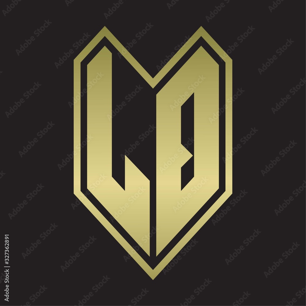 LQ Logo monogram with emblem line style isolated on gold colors LQ Logo monogram with emblem line style isolated on gold colors