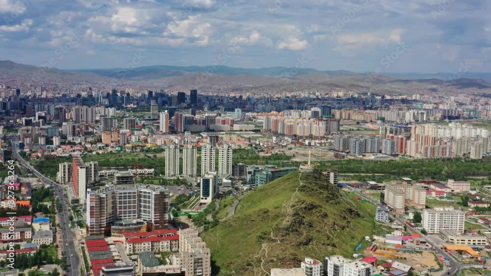 Aerial view of Ulaanbaatar city and Memorial on Zaisan Tolgoi, Mongolia, 4k Aerial view of Ulaanbaatar city and Memorial on Zaisan Tolgoi, Mongolia, 4k