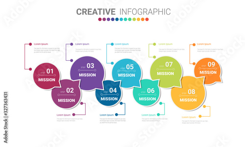Infographic design elements for your business with 9 options, parts, steps or processes, Vector Illustration. 