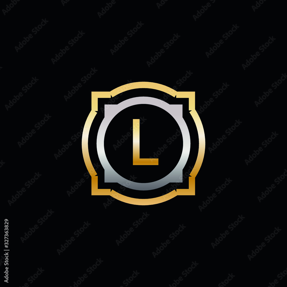 L Luxury round shape gold and silver logo