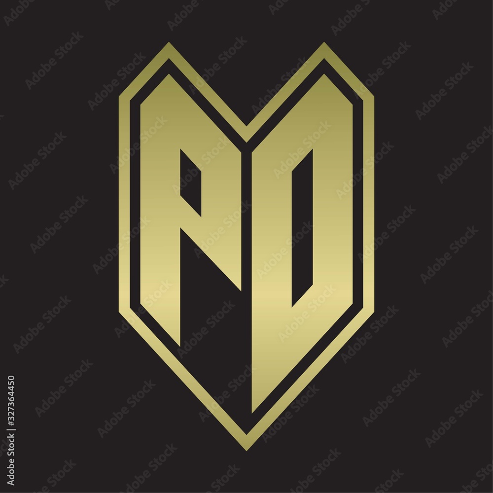 PD Logo monogram with emblem line style isolated on gold colors PD Logo monogram with emblem line style isolated on gold colors