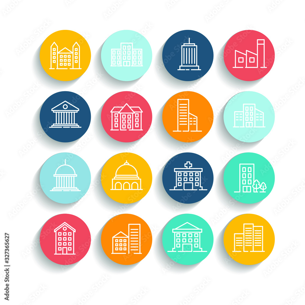 Building set icon symbol template color editable. Government buildings pack logo vector illustration for graphic and web design collection Building set icon symbol template color editable. Government buildings pack logo vector illustration for graphic and web design collection