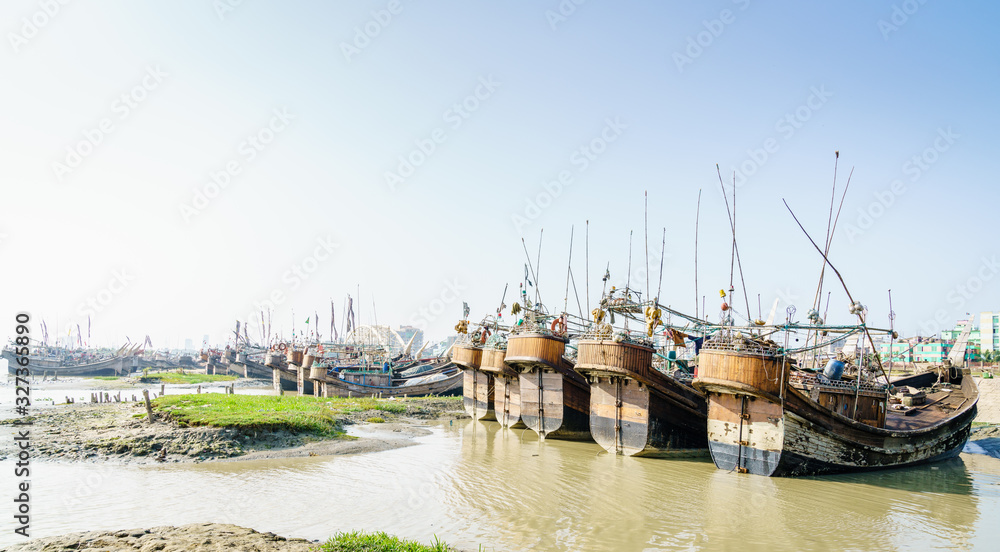 Fishing boats in Karnaphuli River port