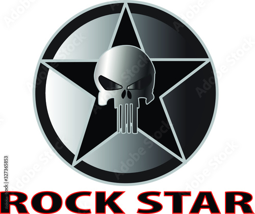 3d Rockstar Star Skull Logo