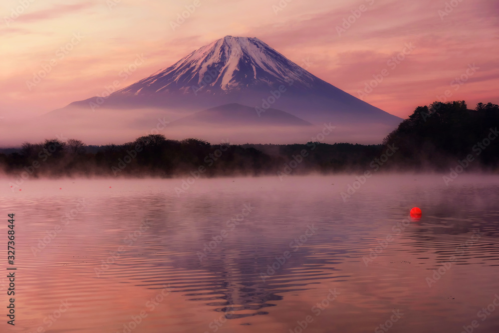 Fuji at shoji lake with twilight sky