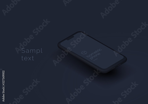 iPhone 11 mocap. Isometric smartphone on a black background. Modern vector illustration isometric style.