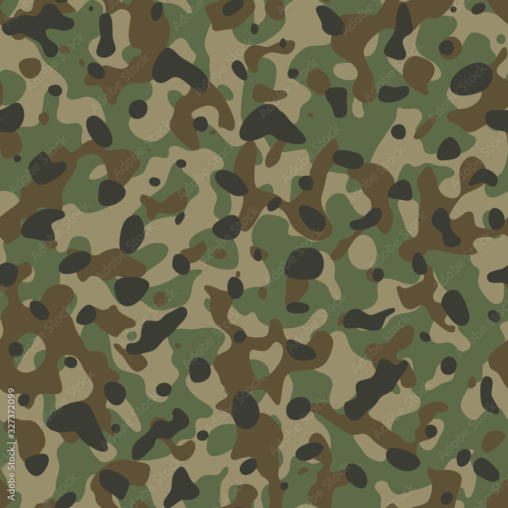 Fototapeta premium Military seamless background. Army camouflage pattern. Woodland camo texture vector.