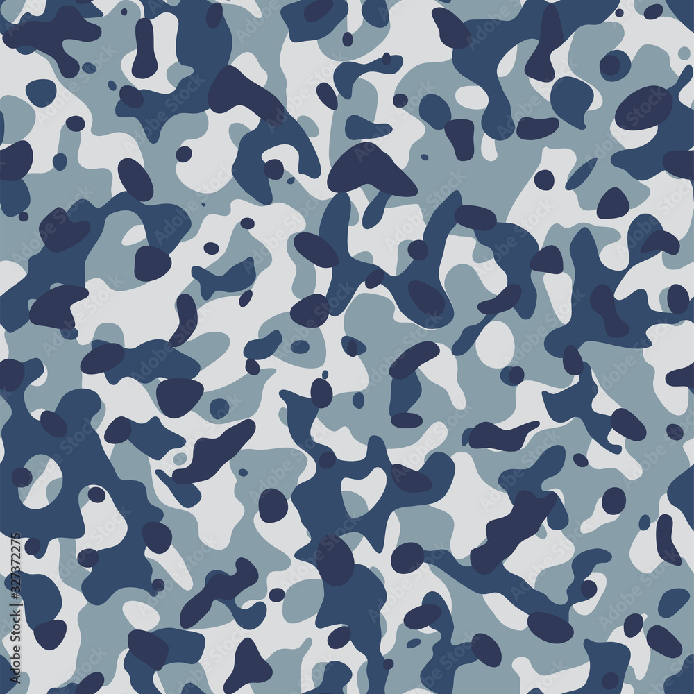 Blue camo pattern in abstract style on light background. Fashion camouflage seamless texture. Blue camo pattern in abstract style on light background. Fashion camouflage seamless texture.