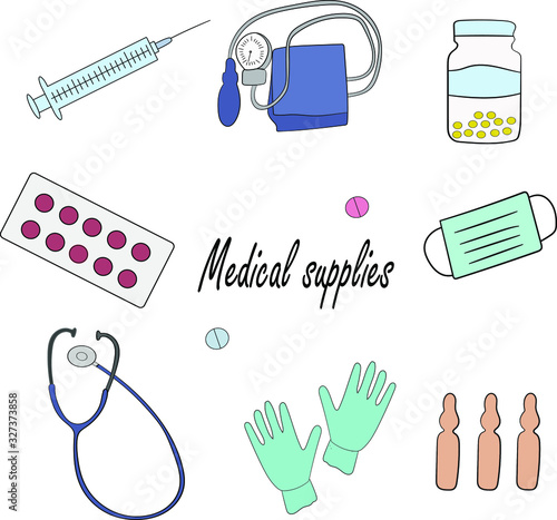 Medical tools set, isolated.