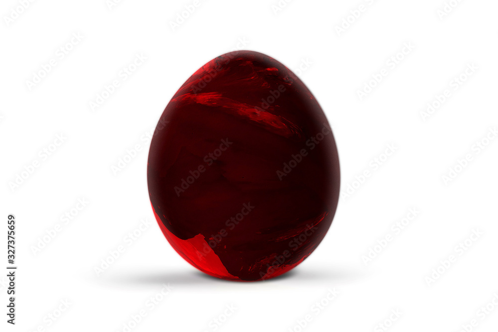 Fototapeta premium Red easter egg isolated on white background. Abstract colorful pattern