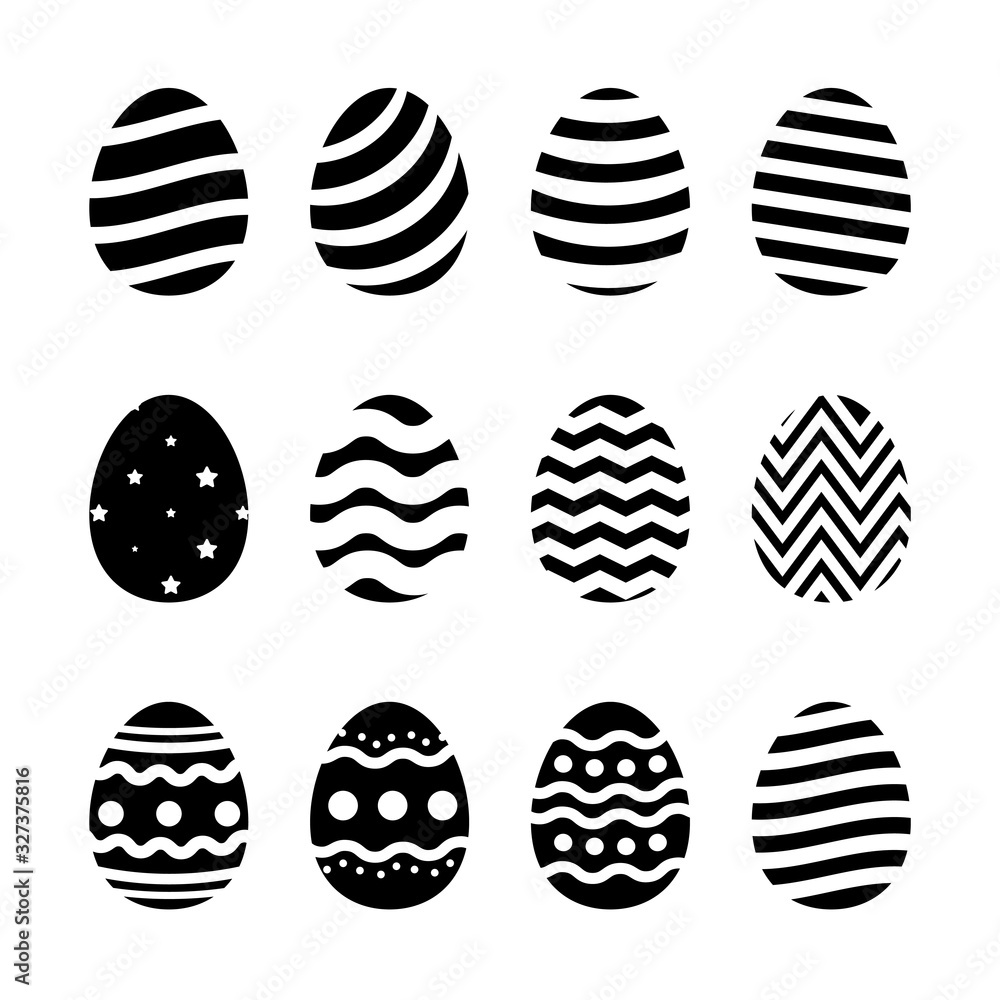 Fototapeta Colorful happy Easter eggs with deifernt texture set isolated on white background. Vector illustratrion.