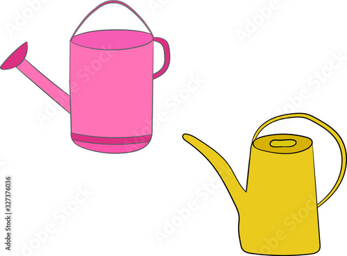 Two watering cans for plants on a white background.