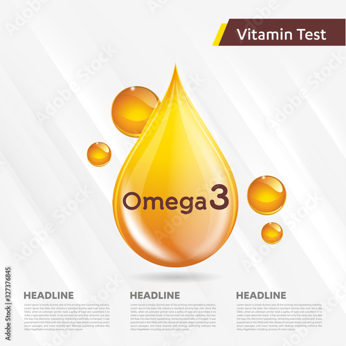 Omega3  icon collection Vector illustration golden drop