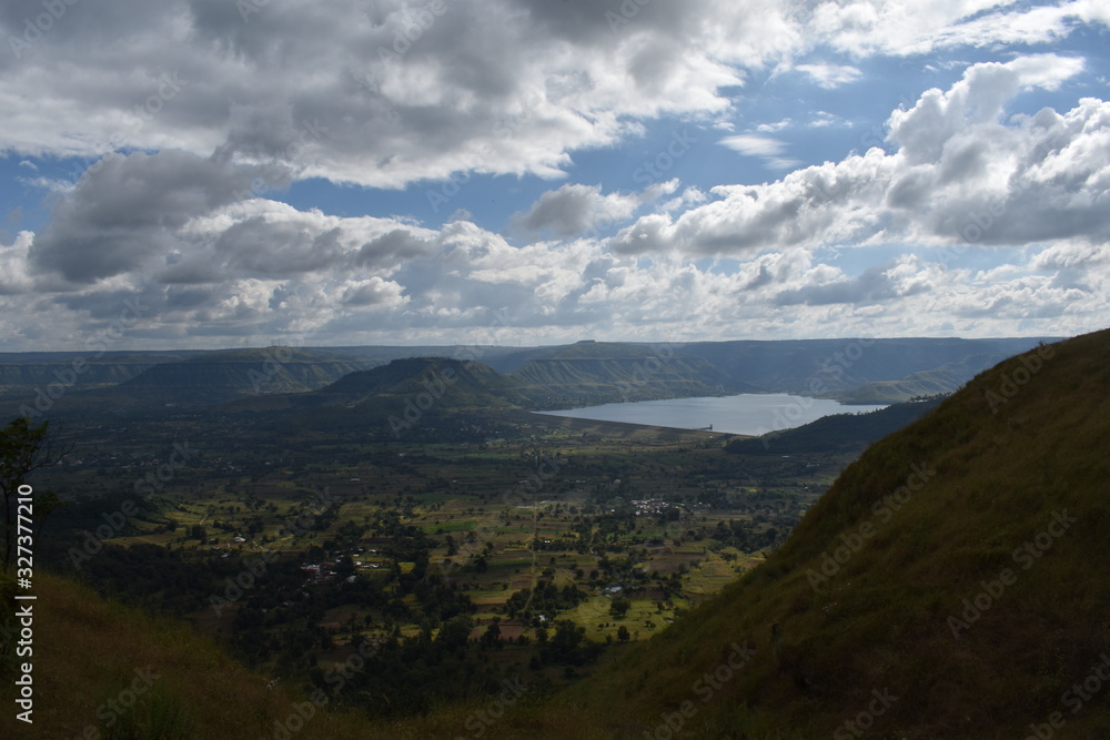 Clouds with blue sky around mountains makes even more beautiful view