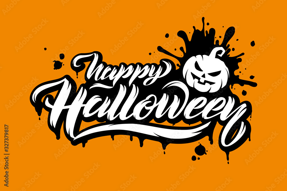 Happy Halloween vector lettering. Holiday lettering for banner. Happy Halloween poster, greeting card, party invitation. Vector illustration. Happy Halloween vector lettering. Holiday lettering for banner. Happy Halloween poster, greeting card, party invitation. Vector illustration.