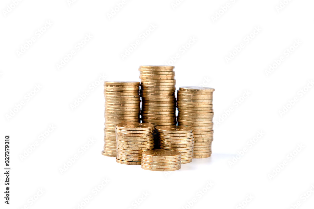 Stack of golden coins isolated on white background Stack of golden coins isolated on white background