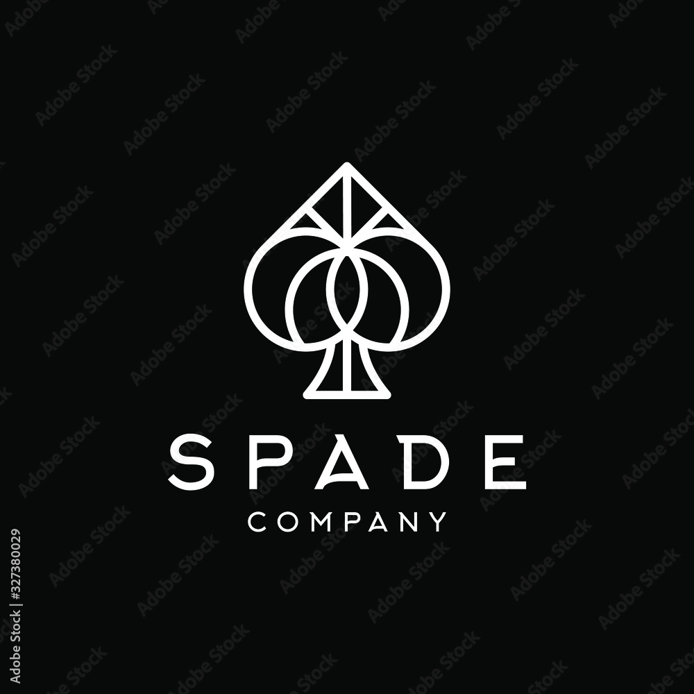 abstract,elegant and luxury Ace of Spades to design the Poker logo icon illustration in line outline style abstract,elegant and luxury Ace of Spades to design the Poker logo icon illustration in line outline style