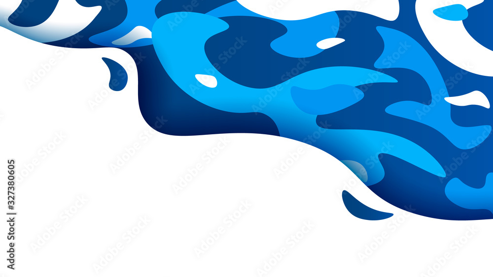 Gradient futuristic blue wave flow isolated on white background. Colorful azure, waving, liquid splashes, abstract stains of water or pond backdrop vector graphic illustration Gradient futuristic blue wave flow isolated on white background. Colorful azure, waving, liquid splashes, abstract stains of water or pond backdrop vector graphic illustration