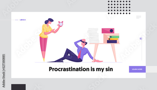 Stress Situation, Deadline Website Landing Page. Boss Scolding Employee in Office for Laziness. Dissatisfied Ceo Shouting on Businessman at Workplace Web Page Banner. Cartoon Flat Vector Illustration