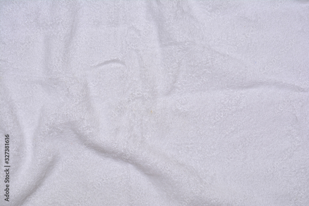 Closeup texture of white towel, terry cloth for background