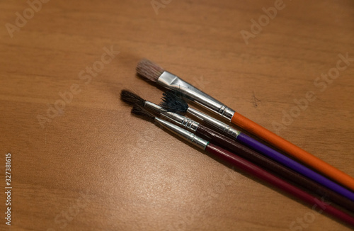 brushes of different sizes and types for painting