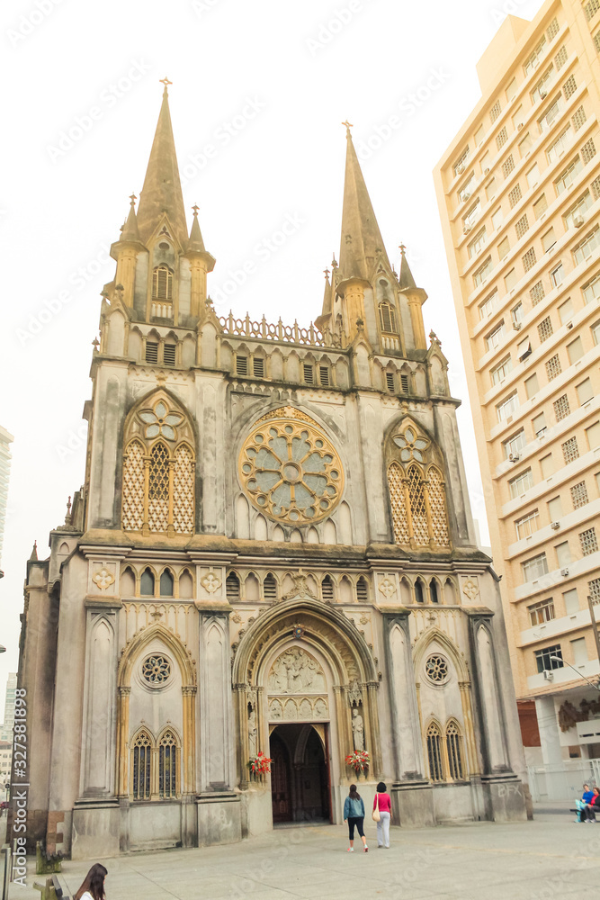 Santos, SP, Brazil - City cathedral with gothic archtecture 