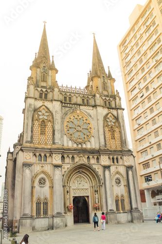 Santos, SP, Brazil - City cathedral with gothic archtecture 