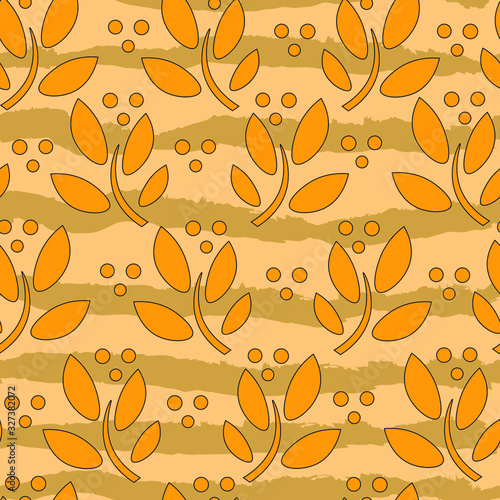 Nature, abstract vector seamless pattern on yellow background . Concept for wallpaper, wrapping paper, cards 