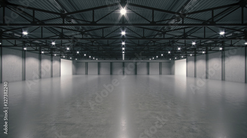 3D render of empty exhibition space. backdrop for exhibitions and events. Tile floor. Marketing mock up.