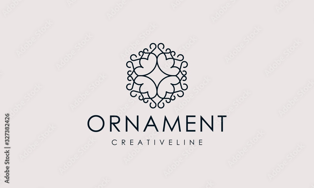 Fototapeta premium luxury, elegant flower ornament line logo