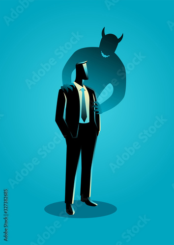 Businessman persuaded by the devil